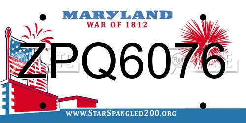 ZPQ6076 Maryland License Plate