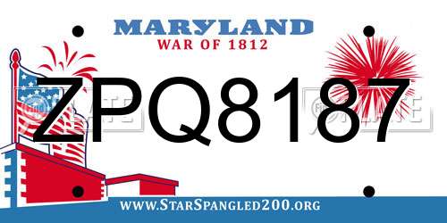 ZPQ8187 Maryland License Plate