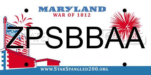 ZPSBBAA Maryland License Plate