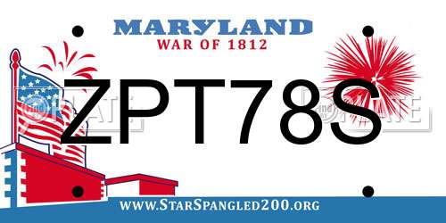 ZPT78S Maryland License Plate