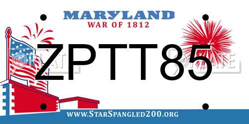 ZPTT85 Maryland License Plate