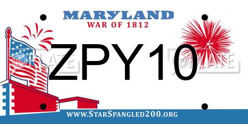 ZPY10 Maryland License Plate