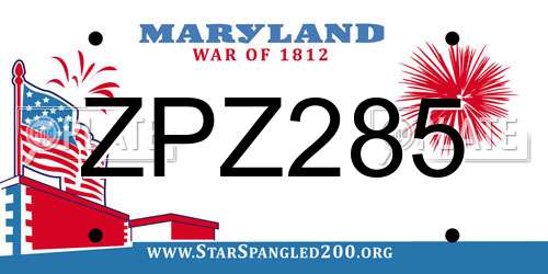 ZPZ285 Maryland License Plate