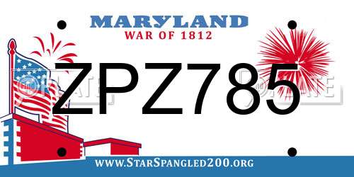ZPZ785 Maryland License Plate