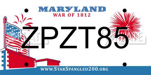 ZPZT85 Maryland License Plate