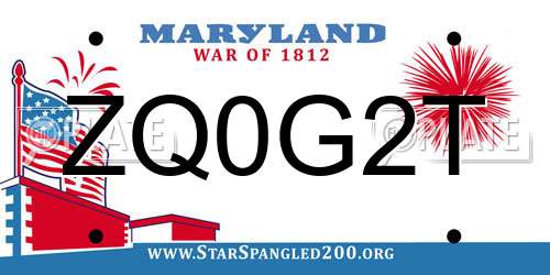 ZQ0G2T Maryland License Plate