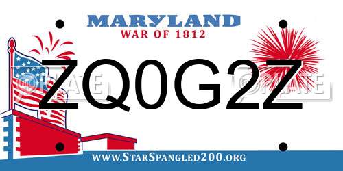 ZQ0G2Z Maryland License Plate