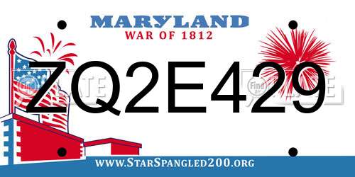 ZQ2E429 Maryland License Plate