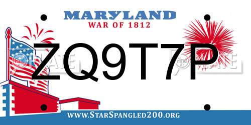 ZQ9T7P Maryland License Plate