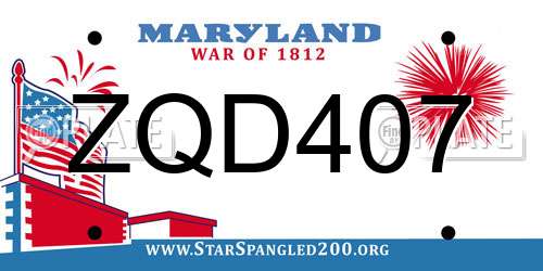 ZQD407 Maryland License Plate