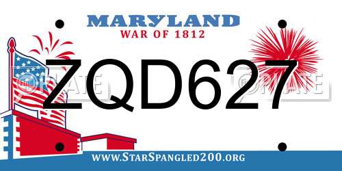 ZQD627 Maryland License Plate