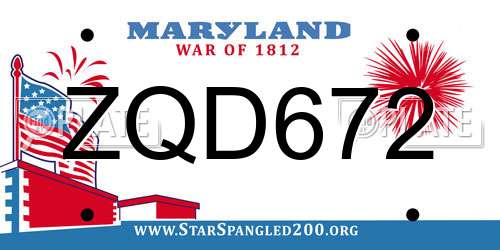 ZQD672 Maryland License Plate