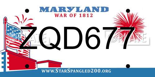 ZQD677 Maryland License Plate