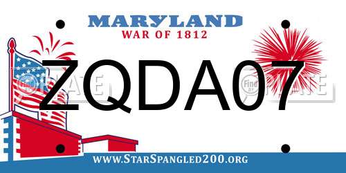 ZQDA07 Maryland License Plate
