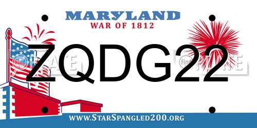 ZQDG22 Maryland License Plate