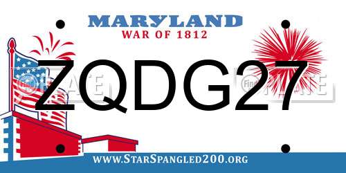 ZQDG27 Maryland License Plate