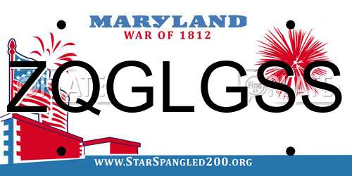 ZQGLGSS Maryland License Plate