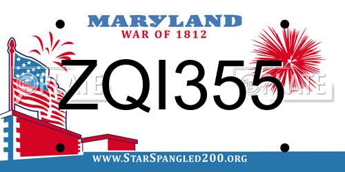ZQI355 Maryland License Plate