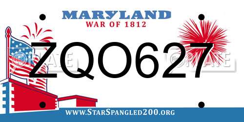 ZQO627 Maryland License Plate