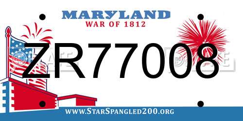 ZR77008 Maryland License Plate