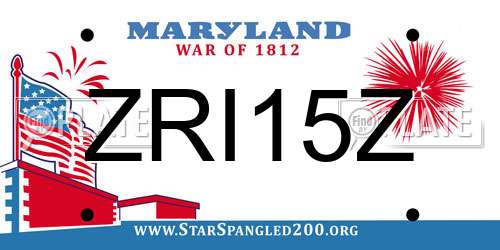ZRI15Z Maryland License Plate