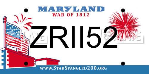 ZRII52 Maryland License Plate