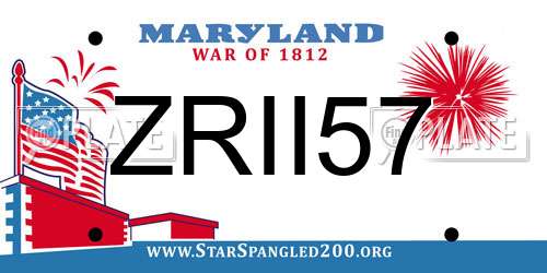 ZRII57 Maryland License Plate