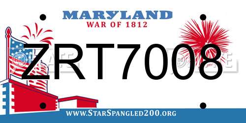 ZRT7008 Maryland License Plate