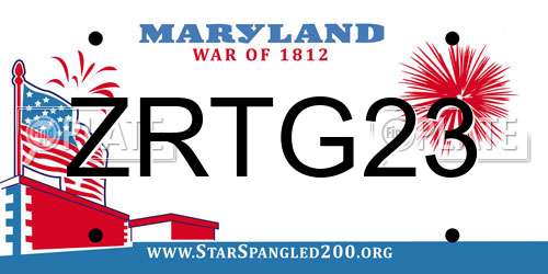 ZRTG23 Maryland License Plate