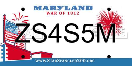 ZS4S5M Maryland License Plate