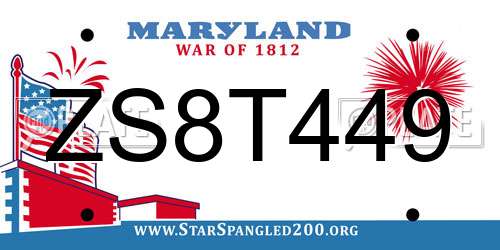 ZS8T449 Maryland License Plate
