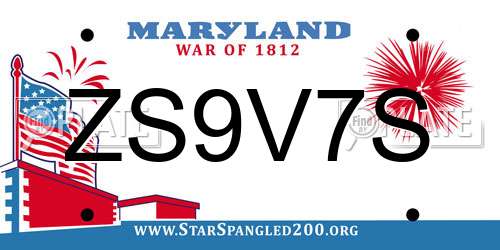 ZS9V7S Maryland License Plate