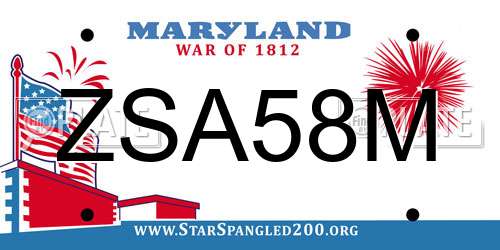 ZSA58M Maryland License Plate