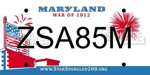 ZSA85M Maryland License Plate