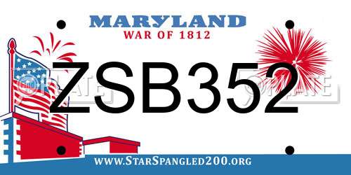 ZSB352 Maryland License Plate