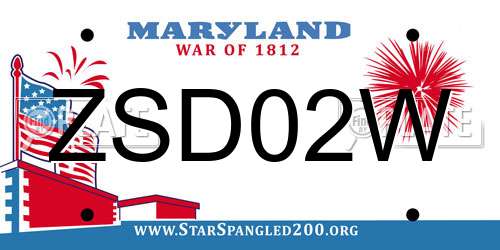 ZSD02W Maryland License Plate