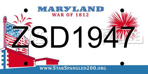 ZSD1947 Maryland License Plate