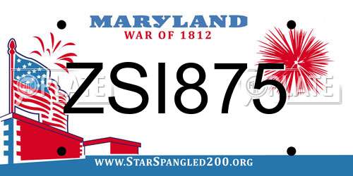 ZSI875 Maryland License Plate