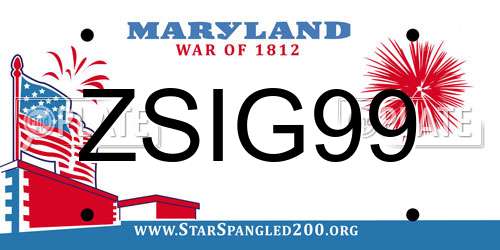 ZSIG99 Maryland License Plate