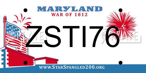 ZSTI76 Maryland License Plate