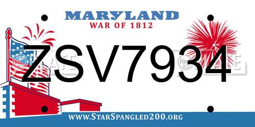 ZSV7934 Maryland License Plate