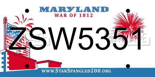 ZSW5351 Maryland License Plate