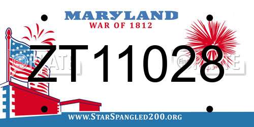ZT11028 Maryland License Plate