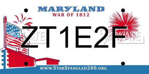 ZT1E2F Maryland License Plate
