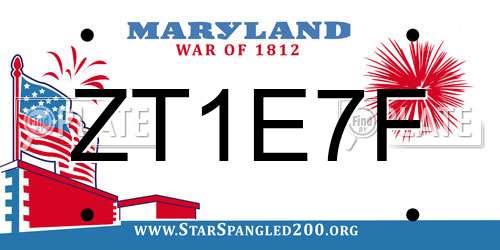 ZT1E7F Maryland License Plate