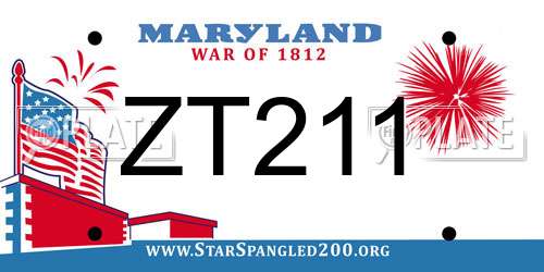 ZT211 Maryland License Plate