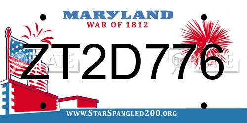 ZT2D776 Maryland License Plate