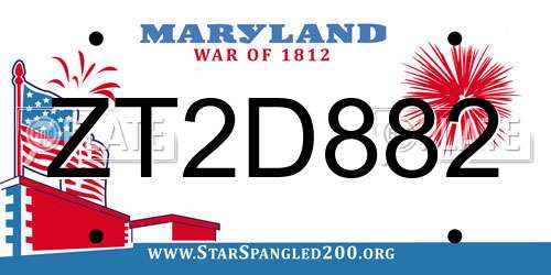 ZT2D882 Maryland License Plate