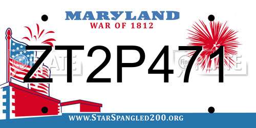 ZT2P471 Maryland License Plate