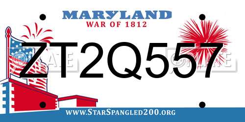 ZT2Q557 Maryland License Plate